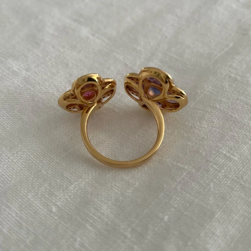 Isabelle Langlois 18kt Gold, Pink Tourmaline, Amethyst & Diamond Ring - Picture 5 of 8